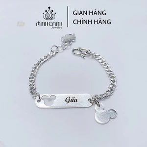 Lắc Bạc Hình Gấu Khắc Tên Cho Bé Minh Canh Jewelry