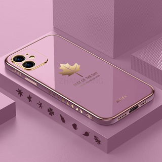 Ốp Điện Thoại Silicon TPU Mạ Điện Họa Tiết Lá Phong Kèm Dây Đeo Cho iPhone 11 iPhone 11 pro iPhone 11 pro max