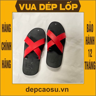 Dép cao su kiểu dép lê 2 quai chéo màu sắc thương hiệu Vua Dép Lốp Phạm Quang Xuân, chính hãng