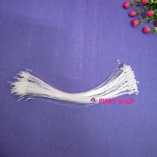 Dây nhựa treo nhãn mác, ti xỏ gắn tag quần áo, ty đạn cước màu trắng đầu nhọn bịch 500, 1000, 5000 sợi Pinky Shop