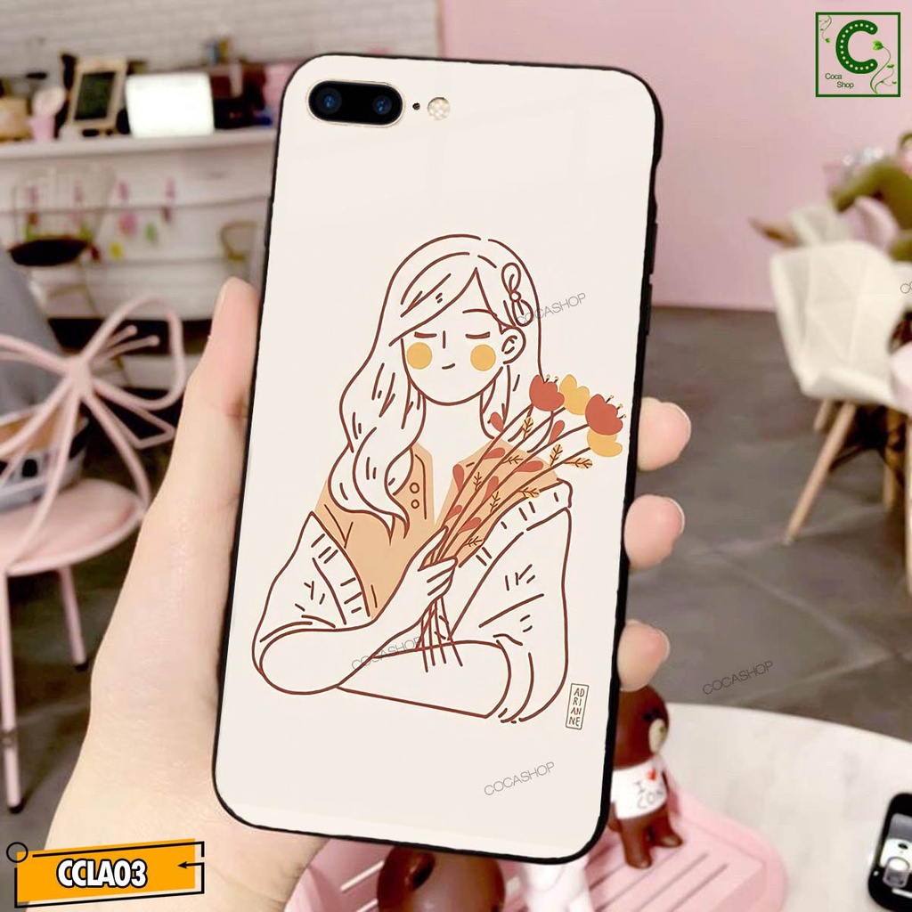Ốp lưng iphone mặt kính in hình siêu đẹp - Bức họa cô gái dễ thương- 6/6plus/6s/6splus/7/7plus/8/8plus/x/.....