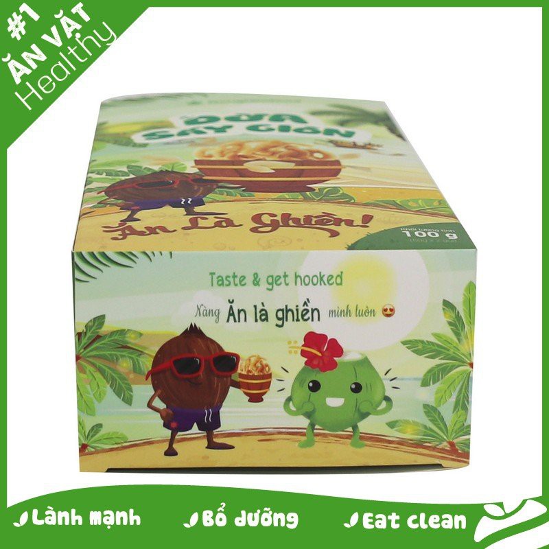 Dừa sấy giòn Nông Lâm Food túi 45g, hộp 100g