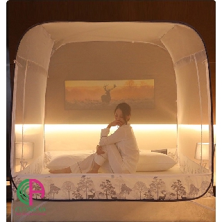 Màn chụp tự bung đỉnh vuông  có chân viền vải lụa cao cấp - Thương hiệu Cường An. Bảo hành 12 tháng