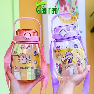 Bình giữ nhiệt Greeninterior dung tích lớn 1300ml, bình đựng nước cute
