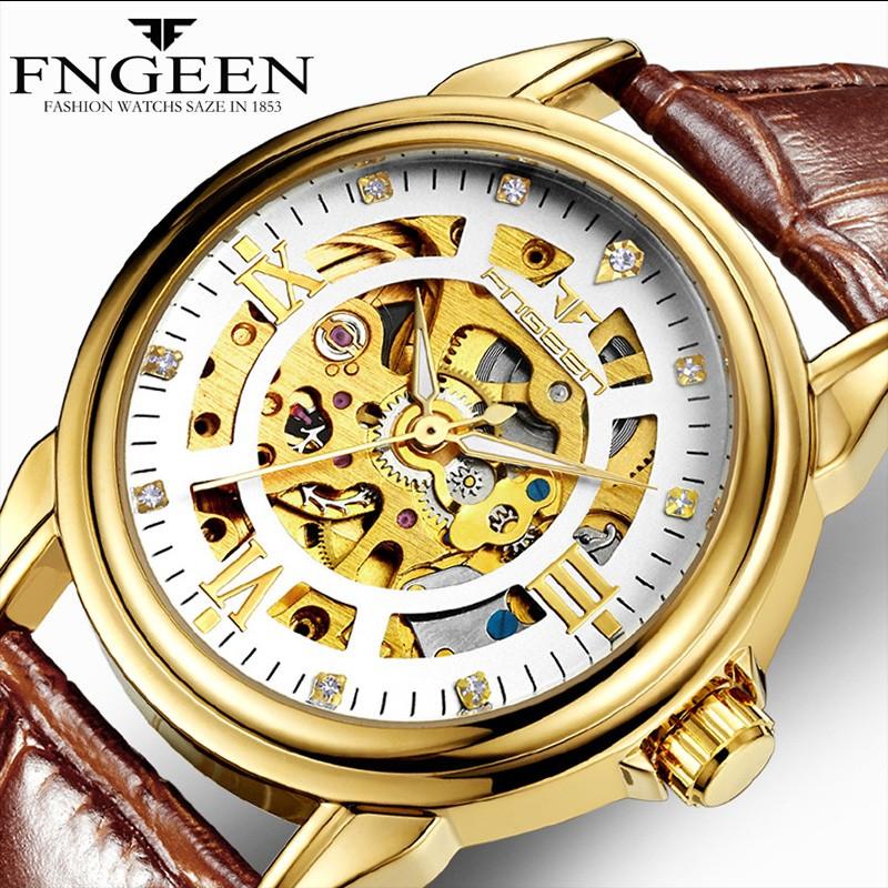 Đồng hồ lộ cơ nam chính hãng Fngeen, đồng hồ nam dây da lộ cơ mặt và ...