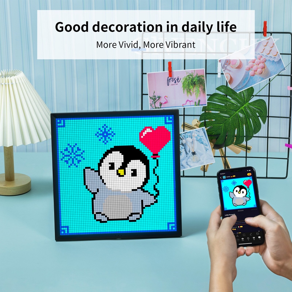 Ảnh Màn hình led trang trí Divoom Pixoo-64 64x64 pixel, bảng đèn led trang trí bàn, treo tường - BH 12 tháng 1 đổi 1 4
