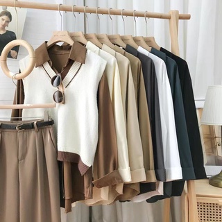 Áo Sơ Mi Nữ Tay Dài Dáng Rộng Phong Cách Hàn Quốc Baju Baju Wanita Lengan Panjang