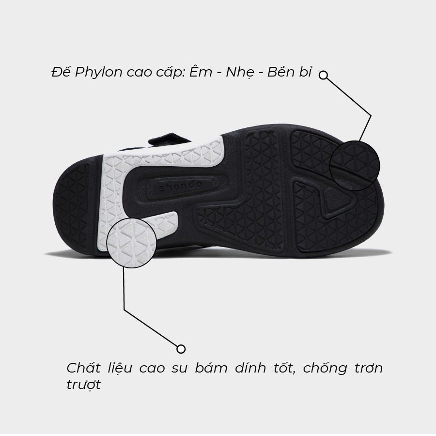 Ảnh Sandals Shondo F7 Racing đế đen phối trắng quai đen F7R1010 3