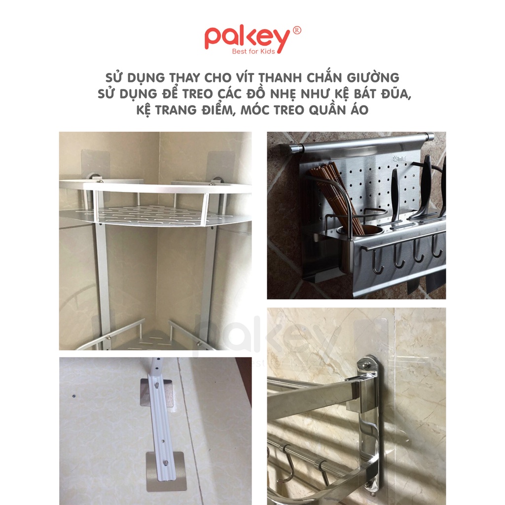 Miếng Dán Cố Định Thanh Chắn Giường KHÔNG KHOAN ĐỤC, Siêu Chắc Chắn CHỊU TẢI 20KG, Miếng Dán Cường Lực