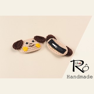 Kẹp tóc hình chó con ngộ nghĩnh cho nữ và bé gái 5cm |Cặp tóc mái len Handmade cute |Shop Rô Handmade