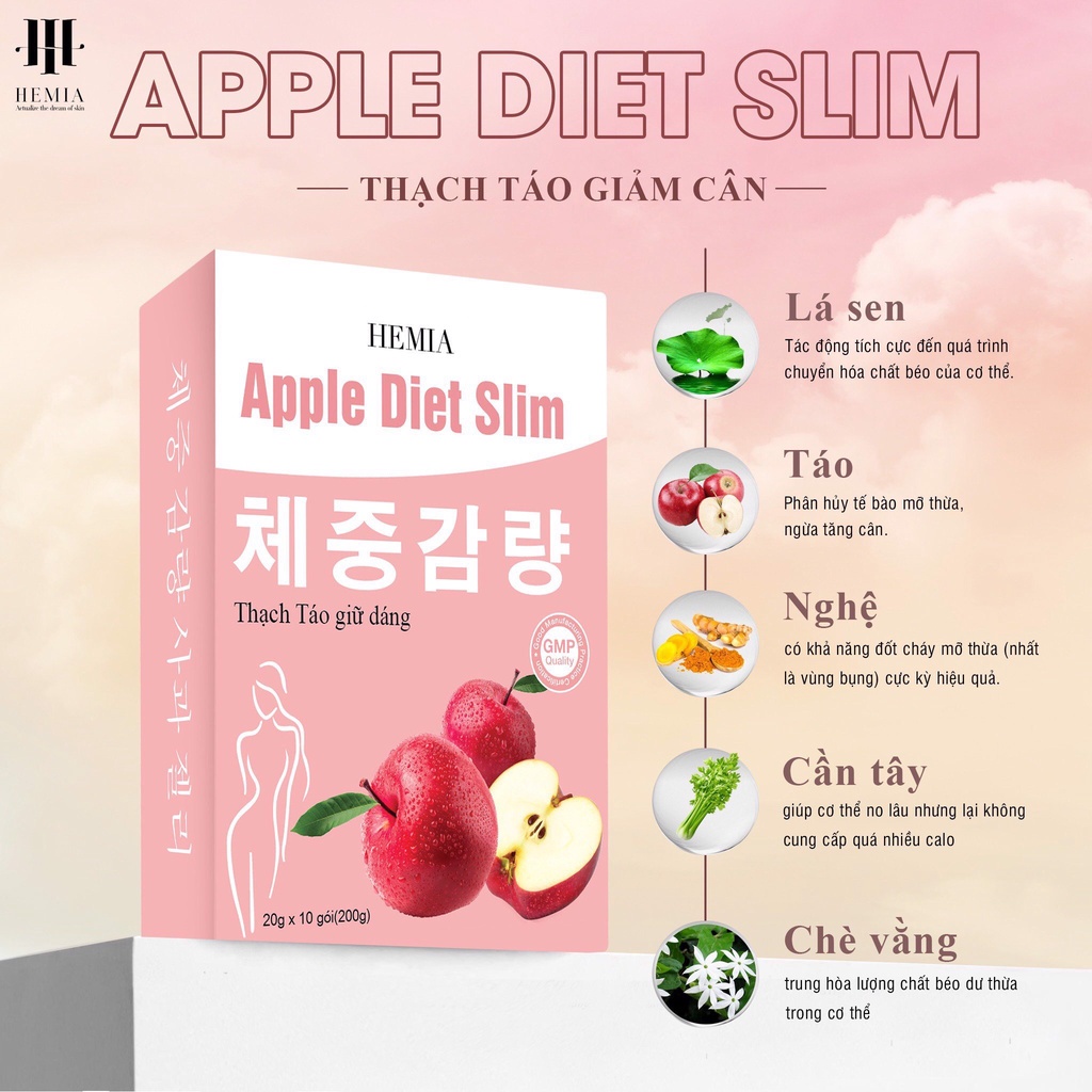 Mô tả Kẹo táo Hemia 1 hộp 8 gói tác dụng giảm cân an toàn hiệu quả tại nhà từ một liệu trình - 2