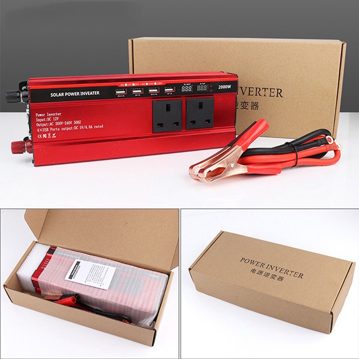 Kích điện 12v lên 220v CARMAER 2000W linh kiện chất lượng cao, ruột lõi đồng