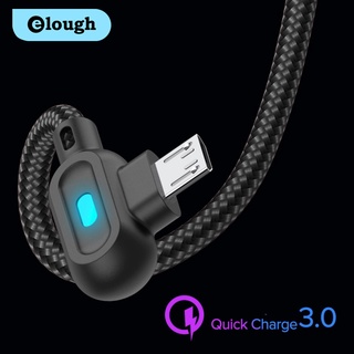 Dây Cáp Sạc Nhanh USB Micro USB / Type C 2.4A Có Đèn LED 90 Độ Chuyên Dụng Cho Android