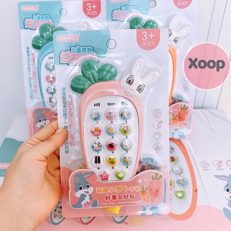 Đồ chơi điện thoại hình thỏ cà rốt cho bé yêu có nhạc