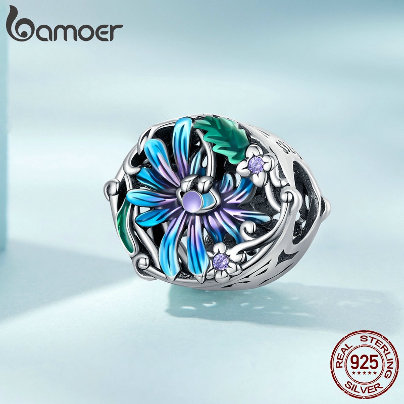 Hạt cườm BAMOER bạc 925 hình mắt quỷ xỏ làm trang sức DIY