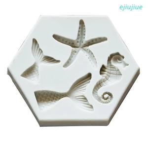 Cc DIY Khuôn Nướng Bánh Silicon Nàng Tiên Cá Đuôi Sao Biển Hình Con Ngựa Khuôn Làm Bánh Kẹo Kẹo Sô Cô La Làm Bánh Tiện Ích