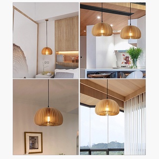 AIMI Thiết Kế Nhật Bản Vintage Basswood Nhà Bếp Đèn Trần Ăn Đèn Chùm Bí Ngô Mặt Dây Chuyền Đèn Nhà Hàng Tre Đèn Chùm