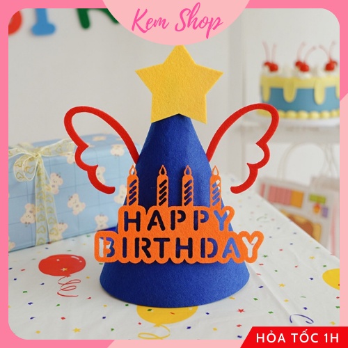 Mũ sinh nhật vải dạ 3D, mũ Happy Birthday dễ thương nhiều mẫu - Kemshop K316