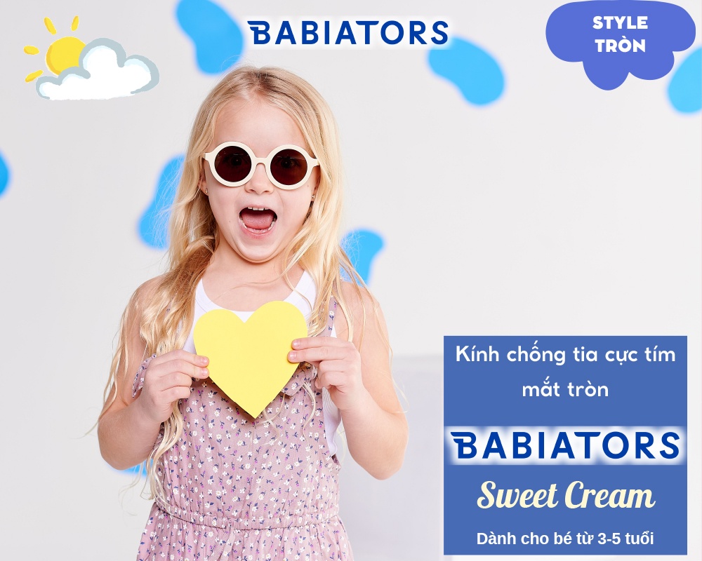 Mô tả Kính chống tia cực tím có tròng kính phân cực Babiators – Sweet Cream, cho bé 3-5 tuổi - 1