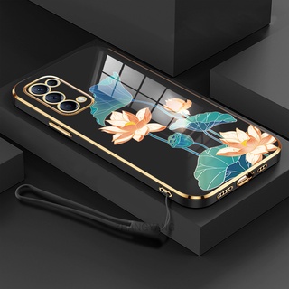 ốp lưng oppo reno 4 reno 5 reno 4 pro reno 5 pro Ốp Điện Thoại TPU Dẻo Mạ Màu Họa Tiết Hoa Sen Sang Trọng