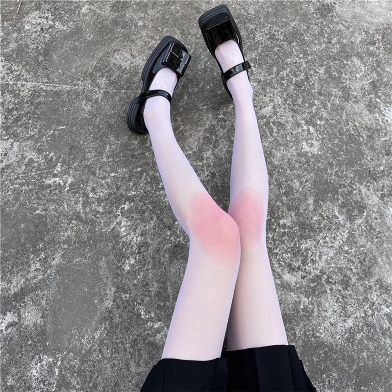 Quần nữ siêu mỏng trong suốt, phong cách Nhật Bản Gothic, màu hồng gradient đến đầu gối