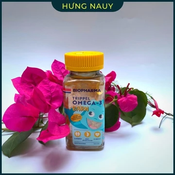 Dầu cá omega-3 và vitamin trái cây cho bé Biopharma Trippel Omega-3 Barn nội địa Nauy