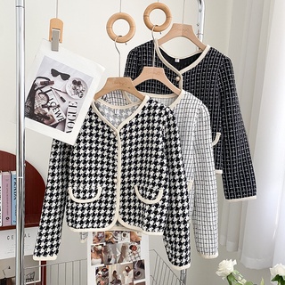 Áo Khoác blazer Tay Dài Dáng Rộng Họa Tiết Kẻ Ô Vuông Phong Cách Hàn Quốc Cổ Điển Thời Trang Cho Nữ Hàng