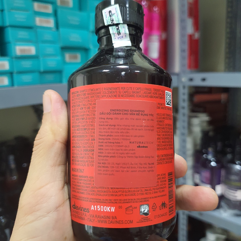 Dầu Gội Davines NaturalTech Energizing Shampoo 250ml/1000ml | Chăm Sóc Tóc Yếu, Hỗ Trợ Giảm Gãy Rụng.
