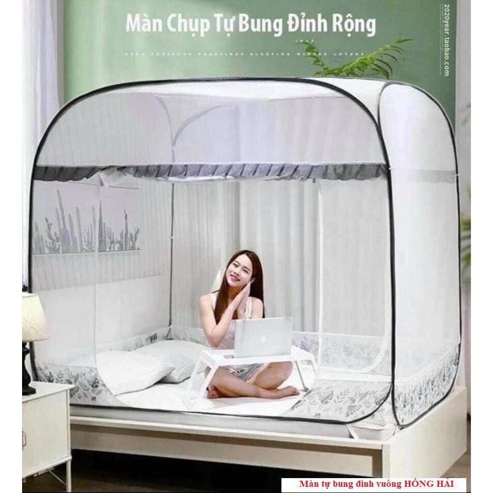 Mùng chụp, mùng xếp gọn đỉnh vuông không chân viền cao cấp Một Cửa - Hàng chính hãng