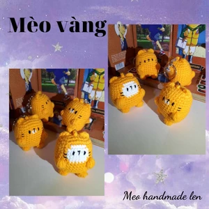 Móc khóa mèo vàng - Handmade len - Amigurumi - Crochet (có chuông)