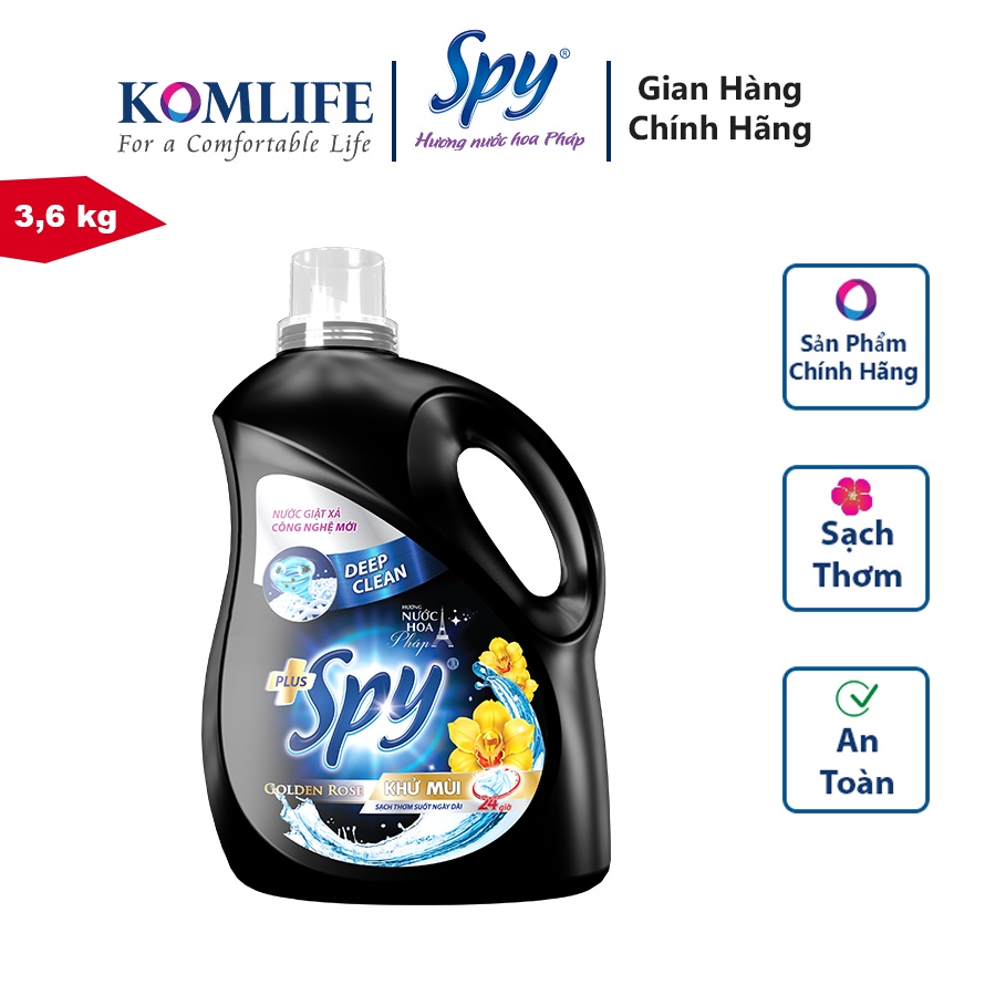 [Mã BMLTB200 giảm đến 100K đơn 499K] Nước giặt xả SPY Deep Clean Plus hoa Vàng 3,6 kg khử mùi diệt khuẩn, sạch sâu