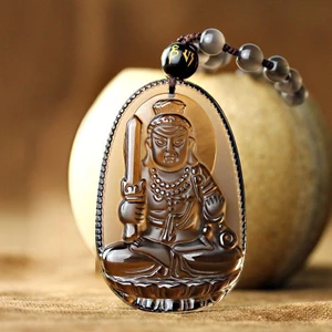 Chuỗi hạt đeo cổ màu khói mặt Bất Động Minh Vương - Phật bản mệnh người tuổi Dậu