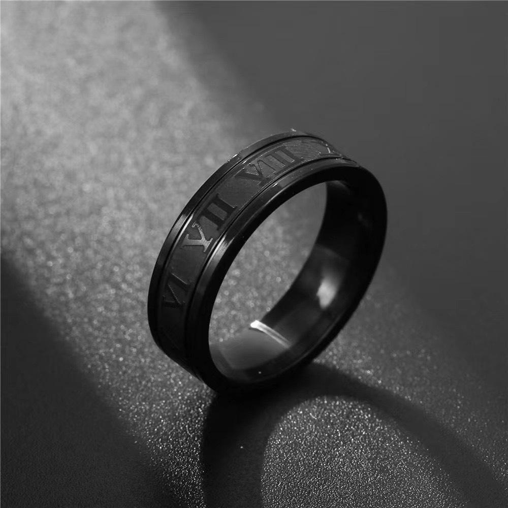 Nhẫn Nam Nữ Màu Bạc Tròn La Mã Thời Trang Unisex Chất Liệu Titan Đẹp Đơn Giản Không Gỉ - Nhẫn La Mã - Horizon