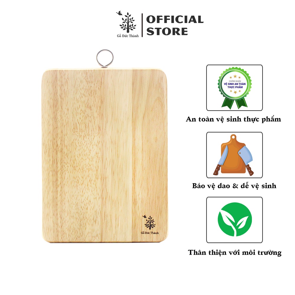 Thớt gỗ chữ nhật có khoen (mới) - Gỗ Đức Thành - 06021 - Đạt chứng nhận vệ sinh an toàn thực phẩm