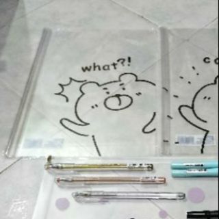 [Size a4] Bìa kẹp hồ sơ, Bìa kẹp tranh ảnh, Bìa kẹp bài học, Bìa đựng hồ sơ đáy bằng Gấu Trắng Đen