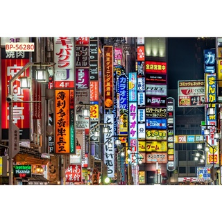 Tranh lụa 3D Phong cảnh đường phố Nhật Bản, Hàn Quốc, Hong kong giá rẻ, chất lượng cao, tặng keo dán