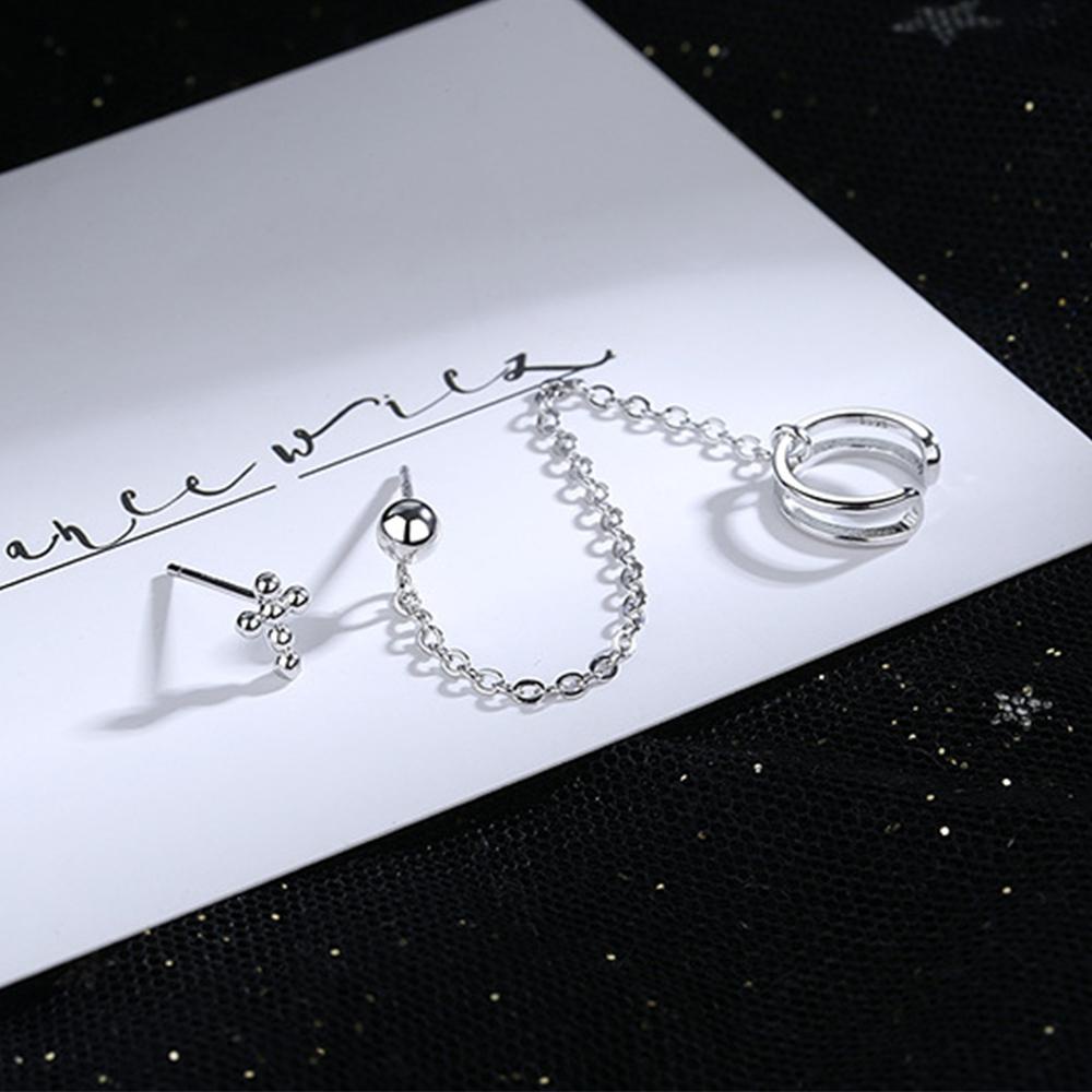 FUJIOU Cross Earcuff Thời Trang Nữ Tua Rua Dây Xích Punk Bất Đối Xứng Xương Tai Kẹp