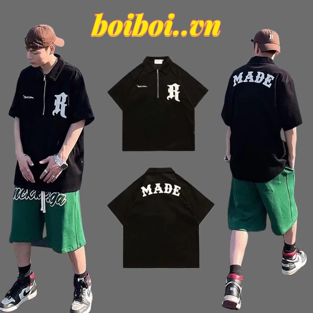 Áo polo nam tay ngắn bằng cotton và nhung có khóa kéo thời trang dành cho nam và nữ áo phông polo polo made extreme phối khóa chất liệu nhung tăm hottrend áo polo unisex nam nữ áo polo nam nữ unisex k