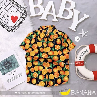 Áo gia đình đi biển có cổ trái cam