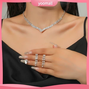 Bộ Trang Sức Vòng cổ Bông Tai Dài Sáng Bóng Cho Nữ Mặc Hàng Ngày