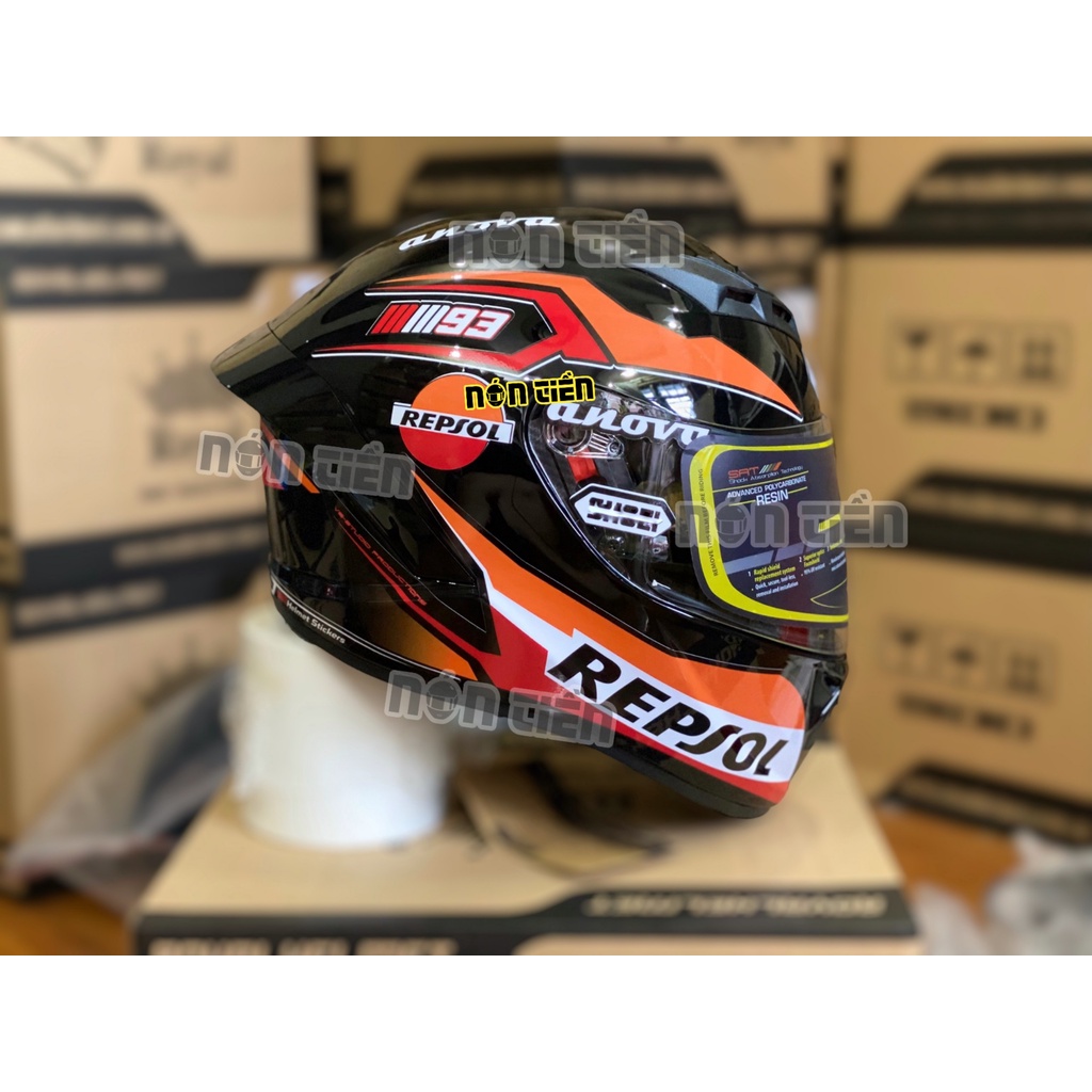 Mũ FullFace 2 Kính Royal M266 bản tem REPSOL MM93 cực đẹp, MUA 1 mũ ...