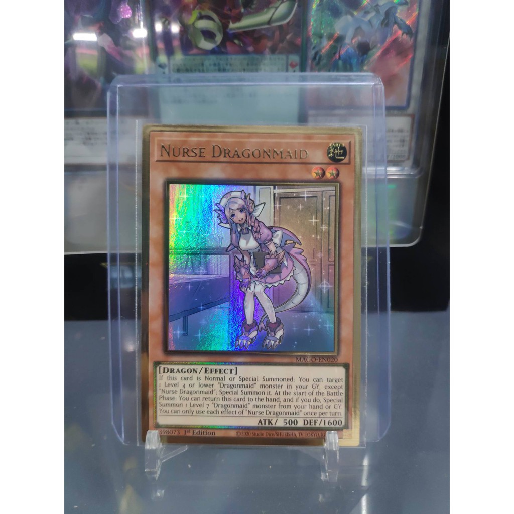 [ Dưa Hấu Yugioh ] Lá Bài Thẻ Bài Nurse Dragonmaid Premium Gold Rare Tặng Bọc Bài Nhựa Bảo