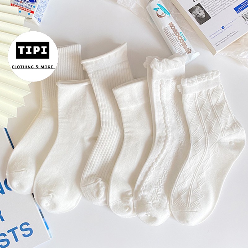 Set 5 đôi tất cao cổ Hàn quốc kiểu dáng xoắn thừng F3-01