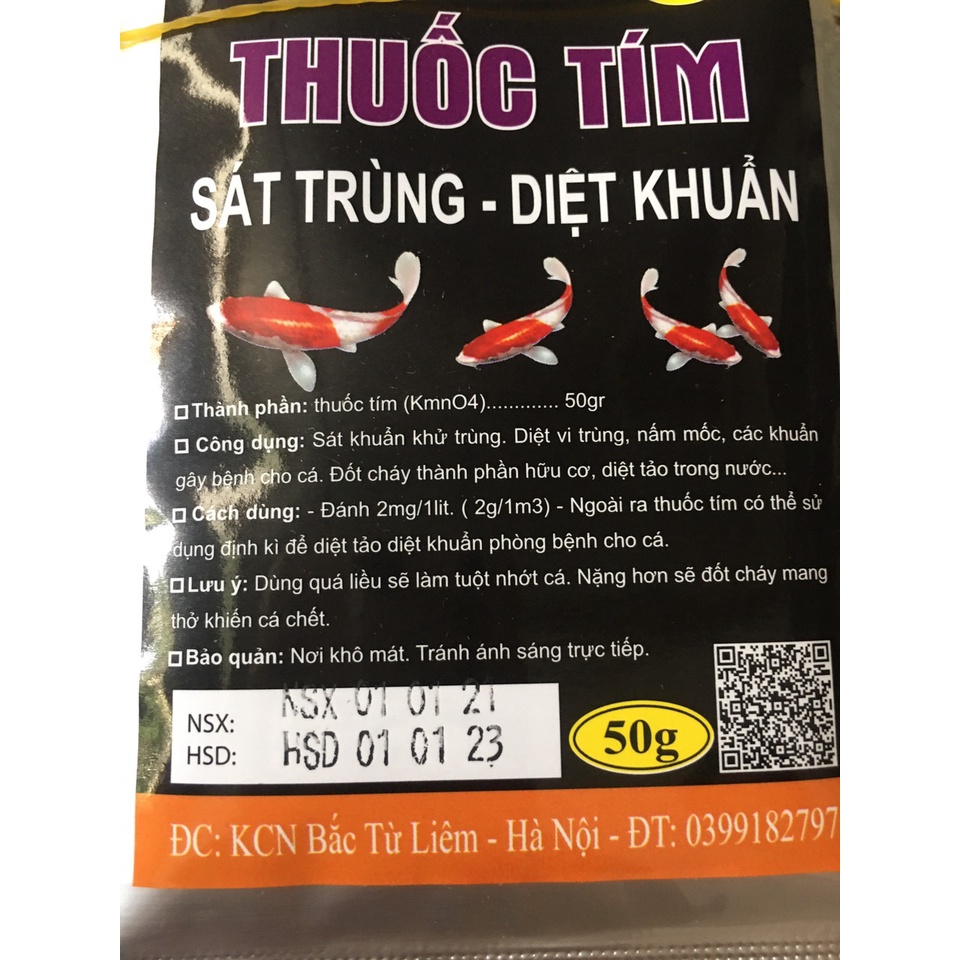 Thuốc tím TN6 (KMnO4) dùng sát khuẩn,diệt nấm,tảo có hại cho cá,bể cá cảnh.
