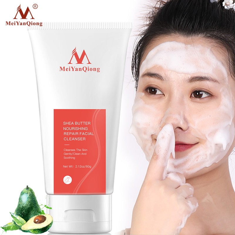 Ảnh MeiYanQiong Sữa rửa mặt chiết xuất từ bơ hạt mỡ se khít lỗ chân lông dưỡng trắng da Kiềm Dầu thảo dược Sáng Cleanser Sâu Kiềm Dầu Cho Da Mụn Deep Cleansing Foam 60g 4