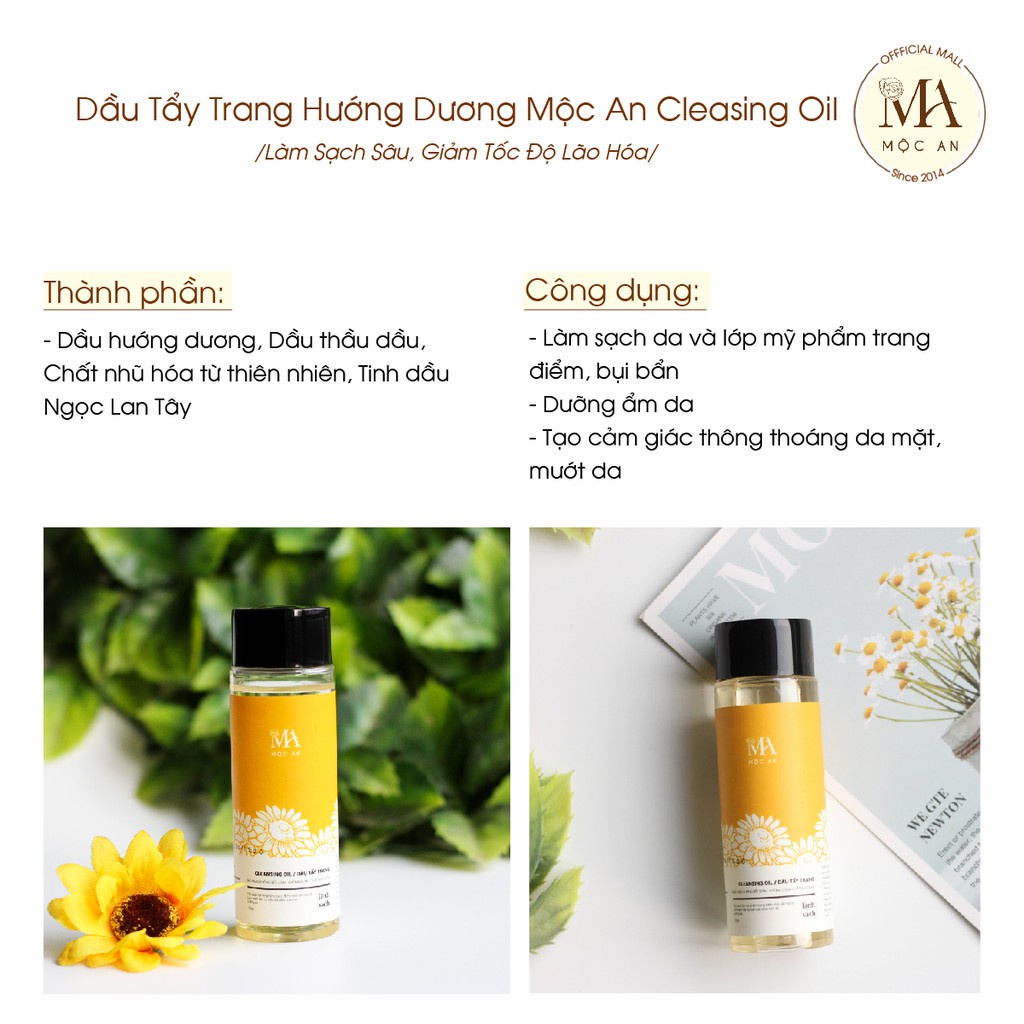 Mô tả Dầu Tẩy Trang Hướng Dương Mộc An Cleasing Oil Làm Sạch Sâu, Giảm Tốc Độ Lão Hóa 100ml - 5