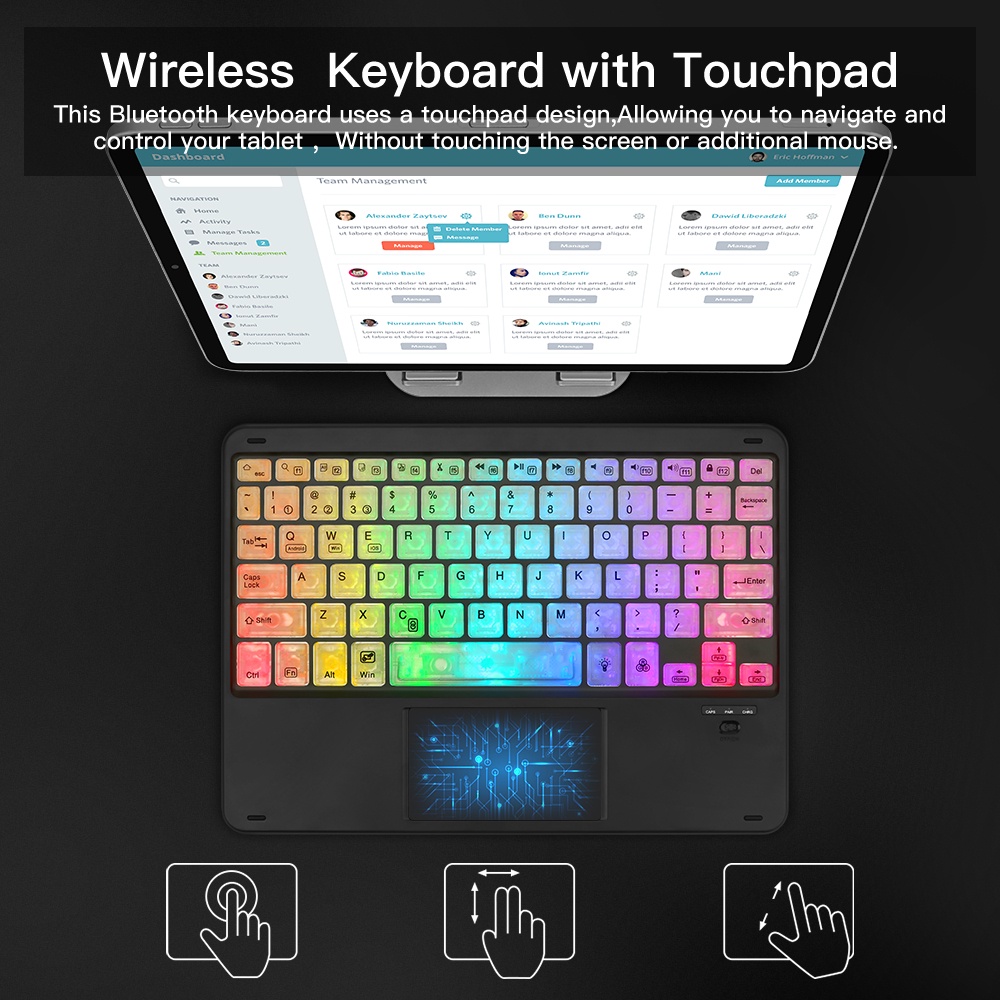 Ảnh Bàn phím không dây bluetooth GOOJODOQ đèn LED RGB thích hợp cho iPad Pro Air Xiaomi Huawei Android Windows 4