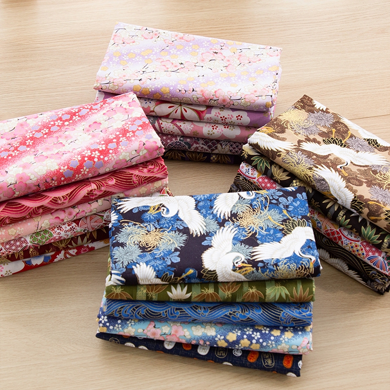 Vải Cotton Đồng In Hình Nhật Bản Cho Gia Đình Kim Cương Tay May Chất Liệu 50x145cm TJ1023