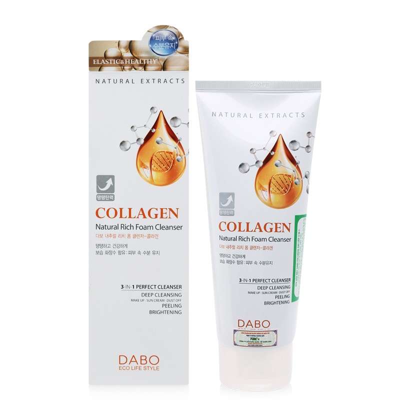 Ảnh Sữa rửa mặt cao cấp tinh chất Collagen 3in1 Dabo Nature Rich Foam Cleanser Collagen TAC 180ml 3