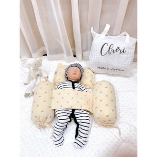 Bộ Chặn Bông Kèm Gối Chéri Hàng Xuất Hàn Vải Organic Mềm Cao Cấp | Minizon Kids